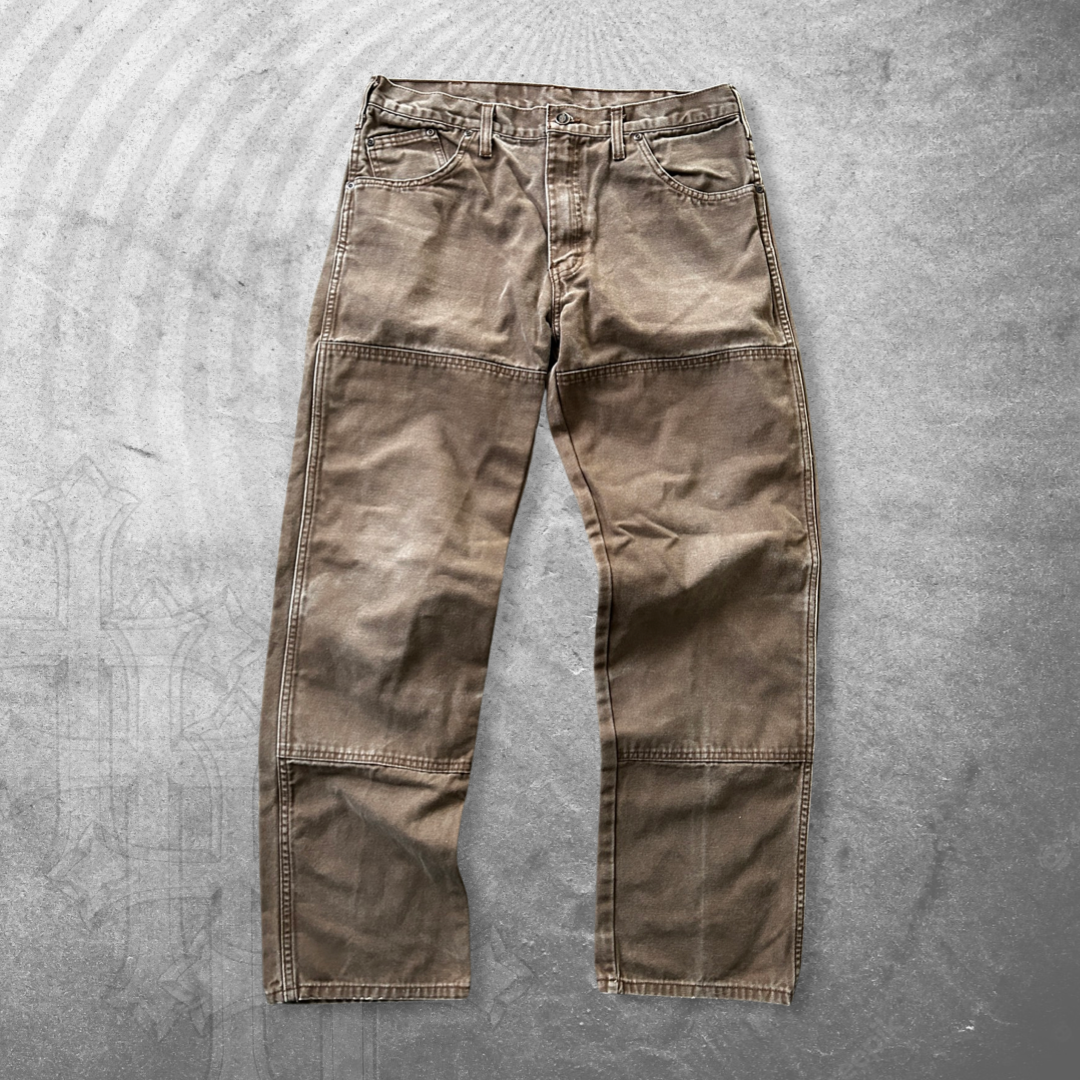 Faded Brown Dickies Double Knee Pants 1990s (34x31)