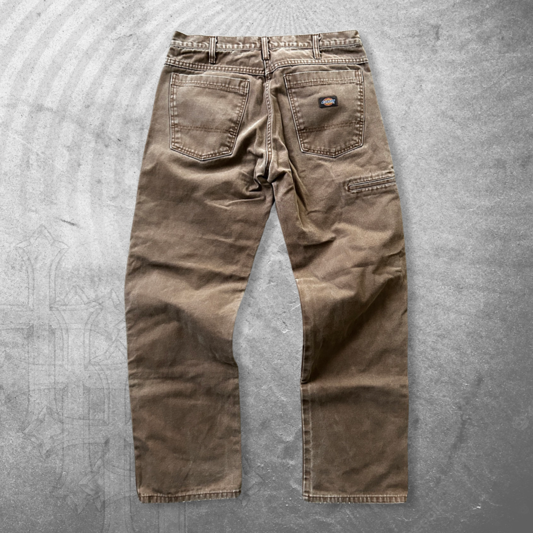 Faded Brown Dickies Double Knee Pants 1990s (34x31)