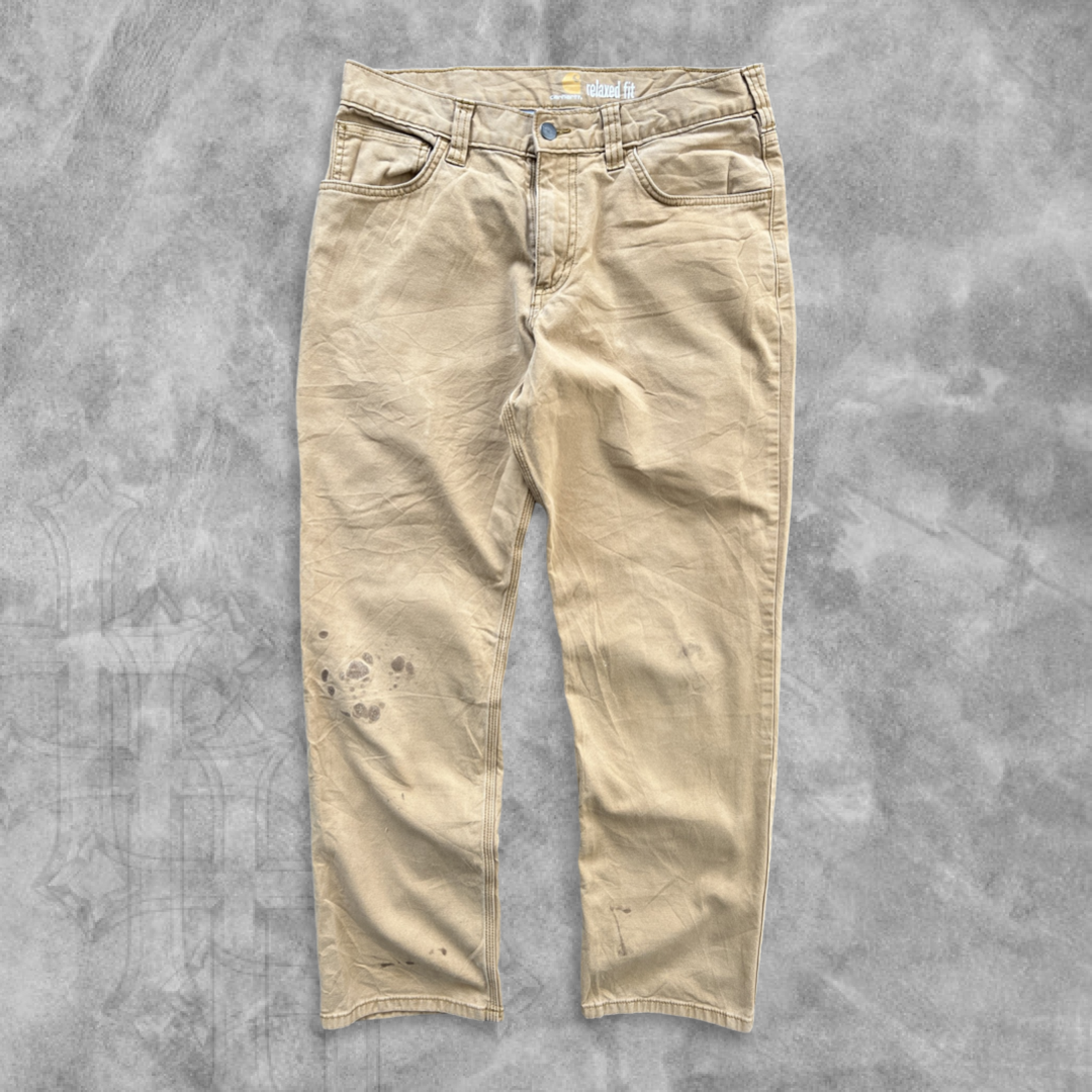 Distressed Tan Carhartt Carpenter Pants 2000s (32x30