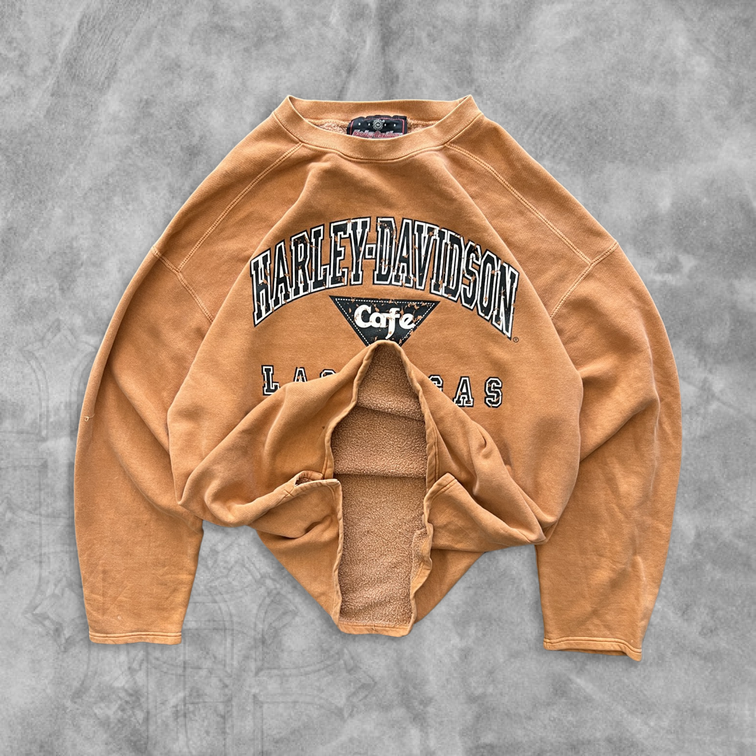 Distressed Burnt Orange Harley Davidson Sweatshirt (XXL)