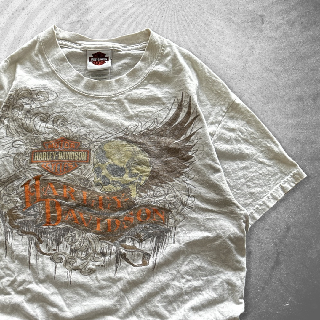 White Harley Skull Wing Shirt 2000s (S/M)