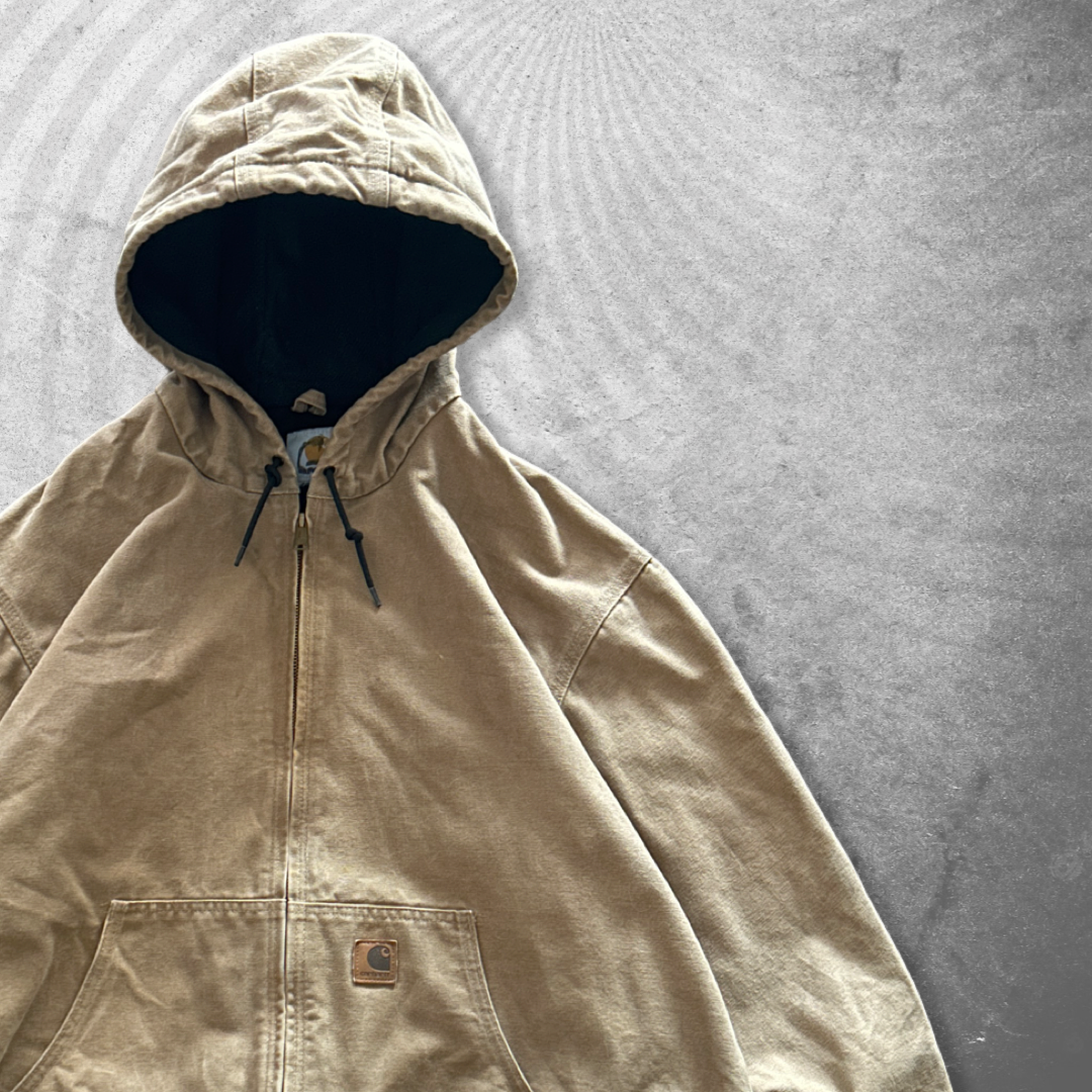 Camel Brown Carhartt Hooded Jacket 1990s (XL)