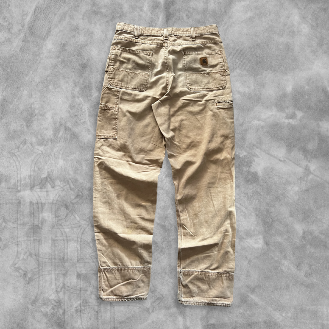 Faded Distressed Brown Carhartt Double Knee Pants 1990s (34x34)
