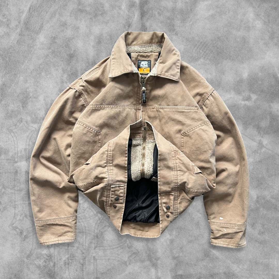 Light Brown Berne Sherpa Lined Work Jacket (L)