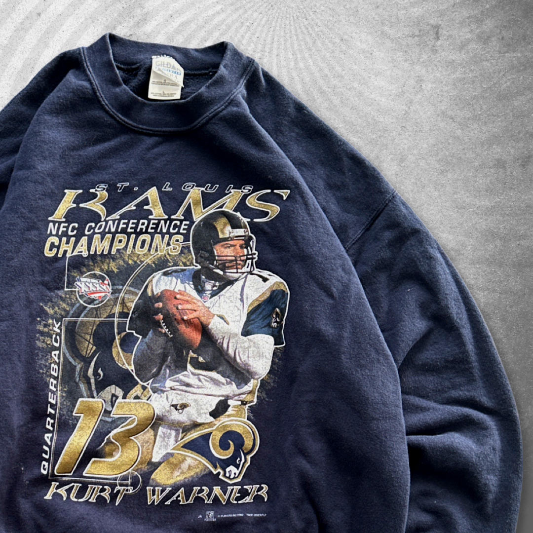 Navy Kurt Warner Rams Sweatshirt 2002 (M)
