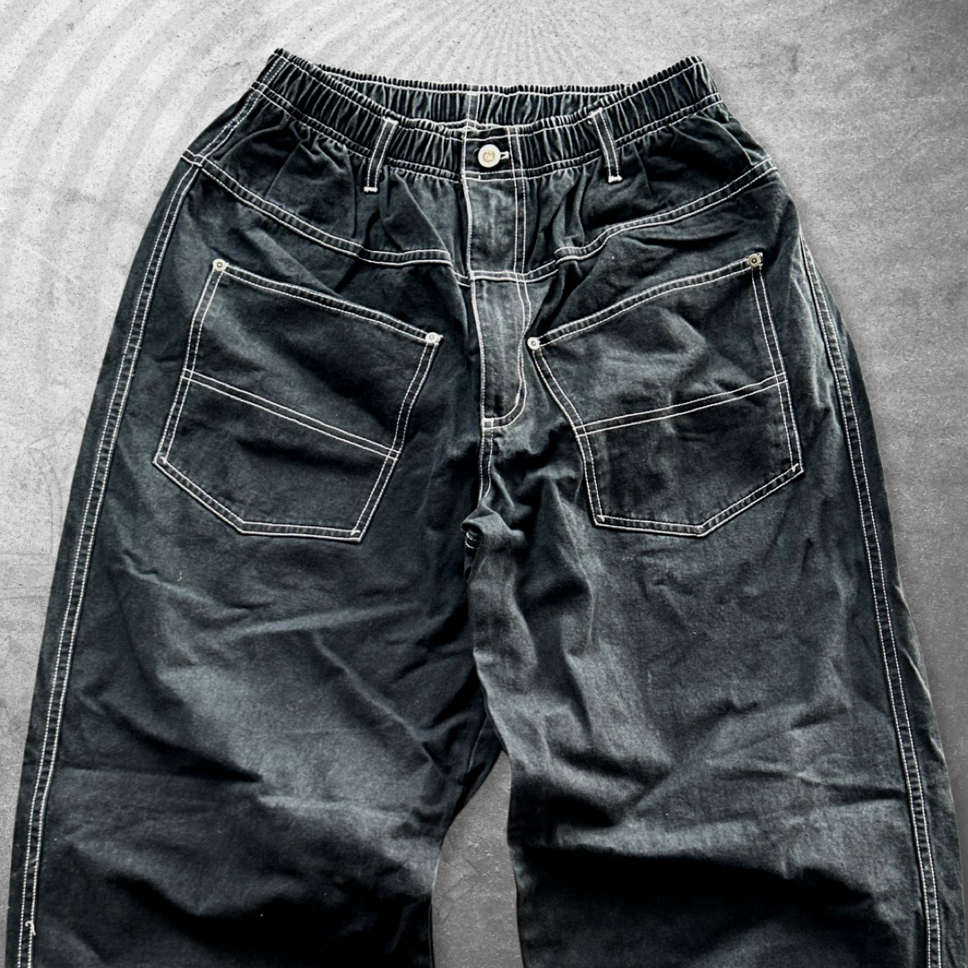 Black Baggy Skater Pants 1990s (M)