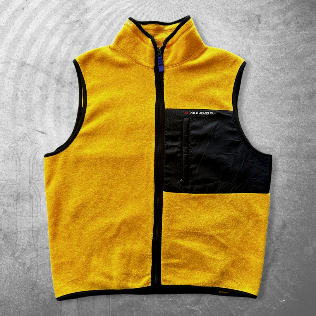 Yellow/Black Polo Fleece Vest 1990s (L)
