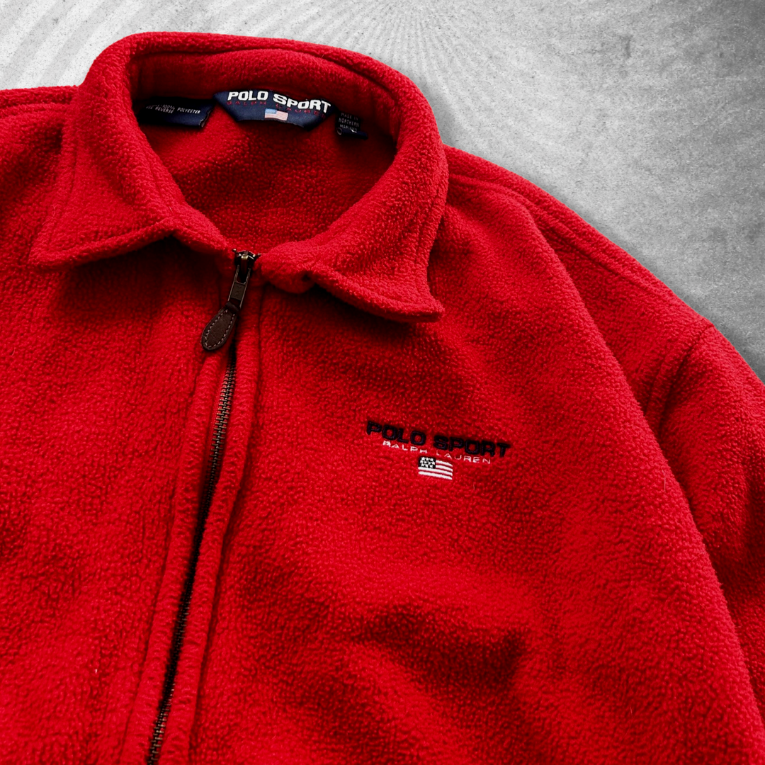 Cherry Red Polo Sport Fleece Jacket 1990s (L)