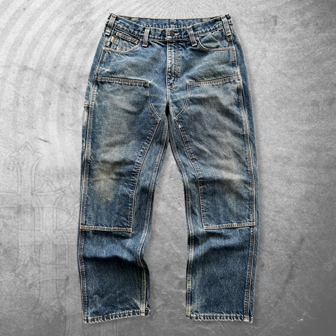 Faded Carhartt Double Knee Jeans 1990s (34x31)