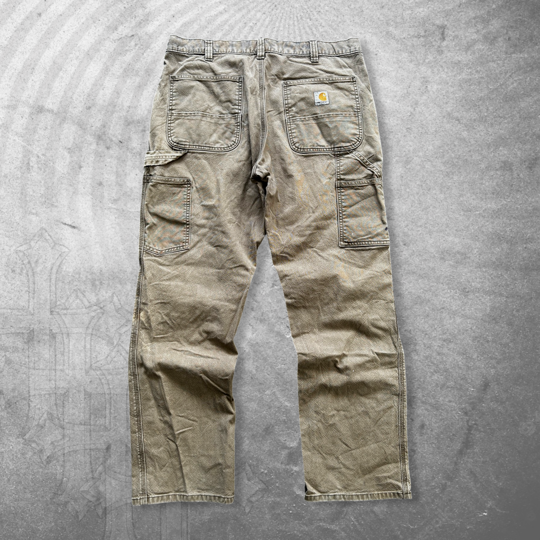 Distressed Light Brown Carhartt Carpenter Pants 2000s (36x30)
