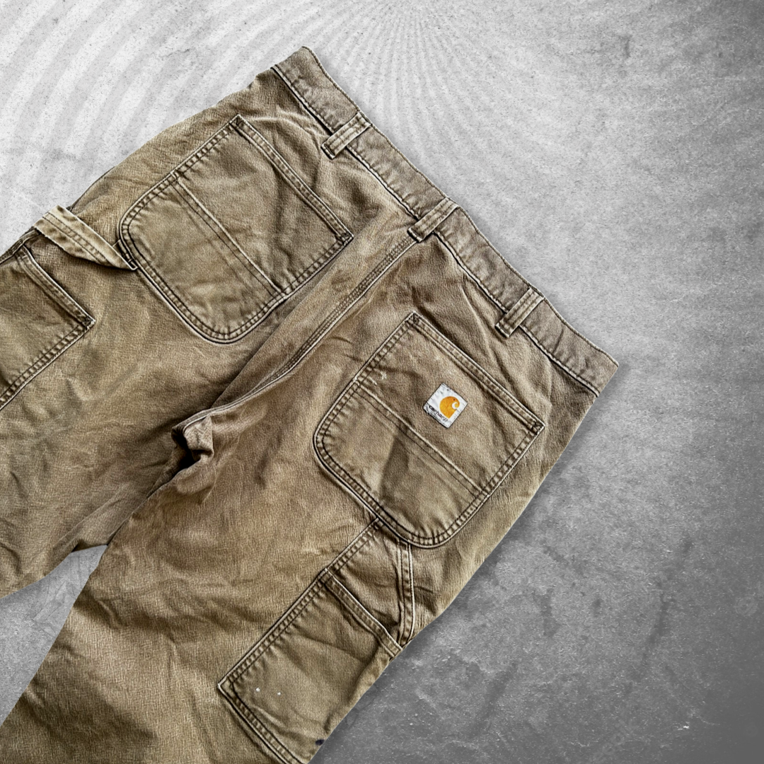 Distressed Light Brown Carhartt Carpenter Pants 2000s (36x30)