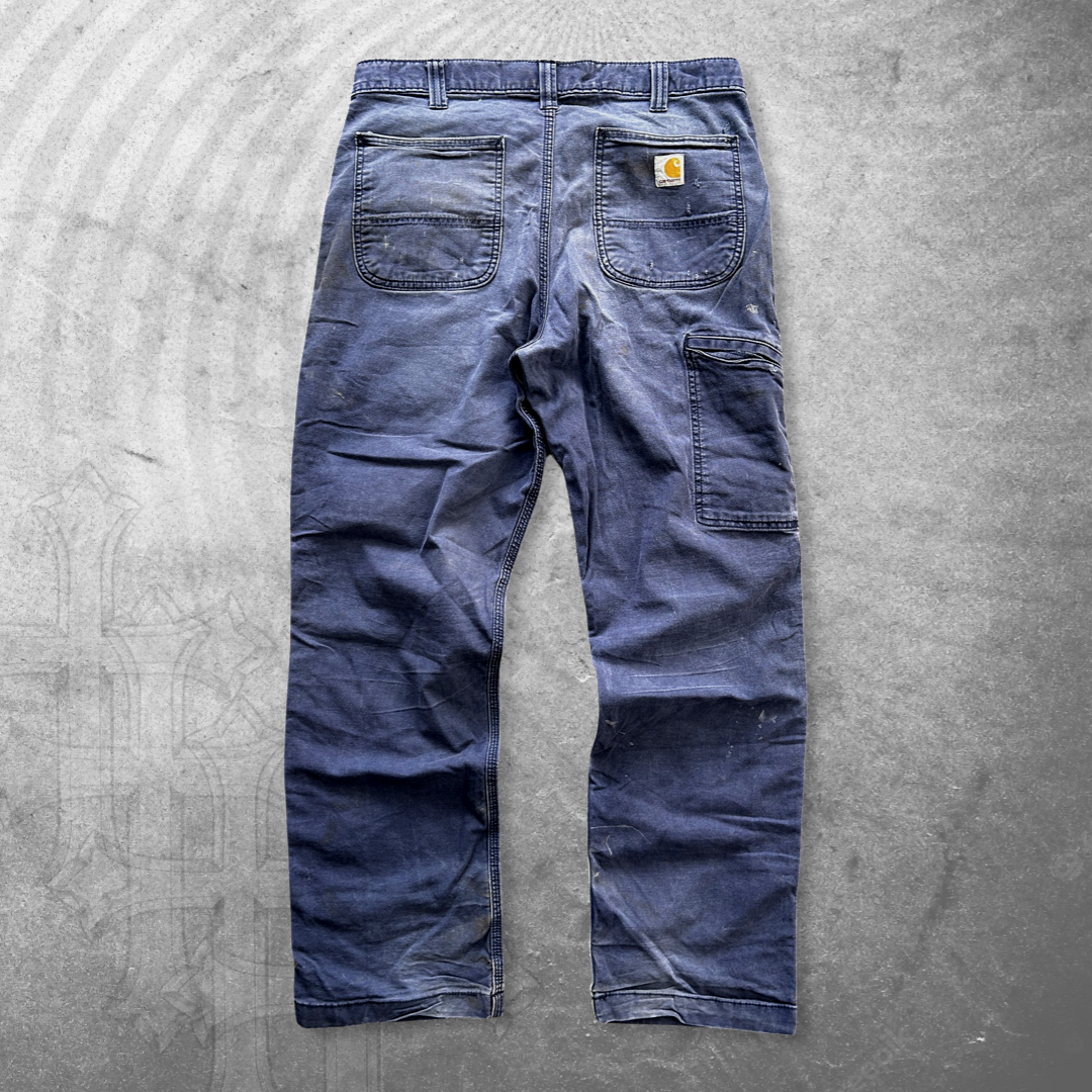 Navy Blue Distressed Carhartt Carpenter Pants 2000s (34x30)