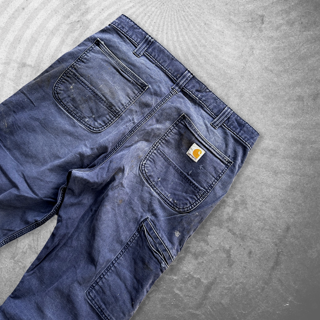 Navy Blue Distressed Carhartt Carpenter Pants 2000s (34x30)