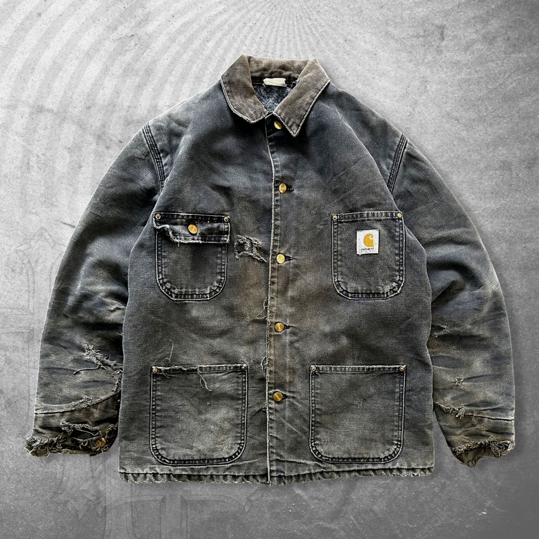 Faded Thrashed Black Carhartt Coat 1990s (M/L)