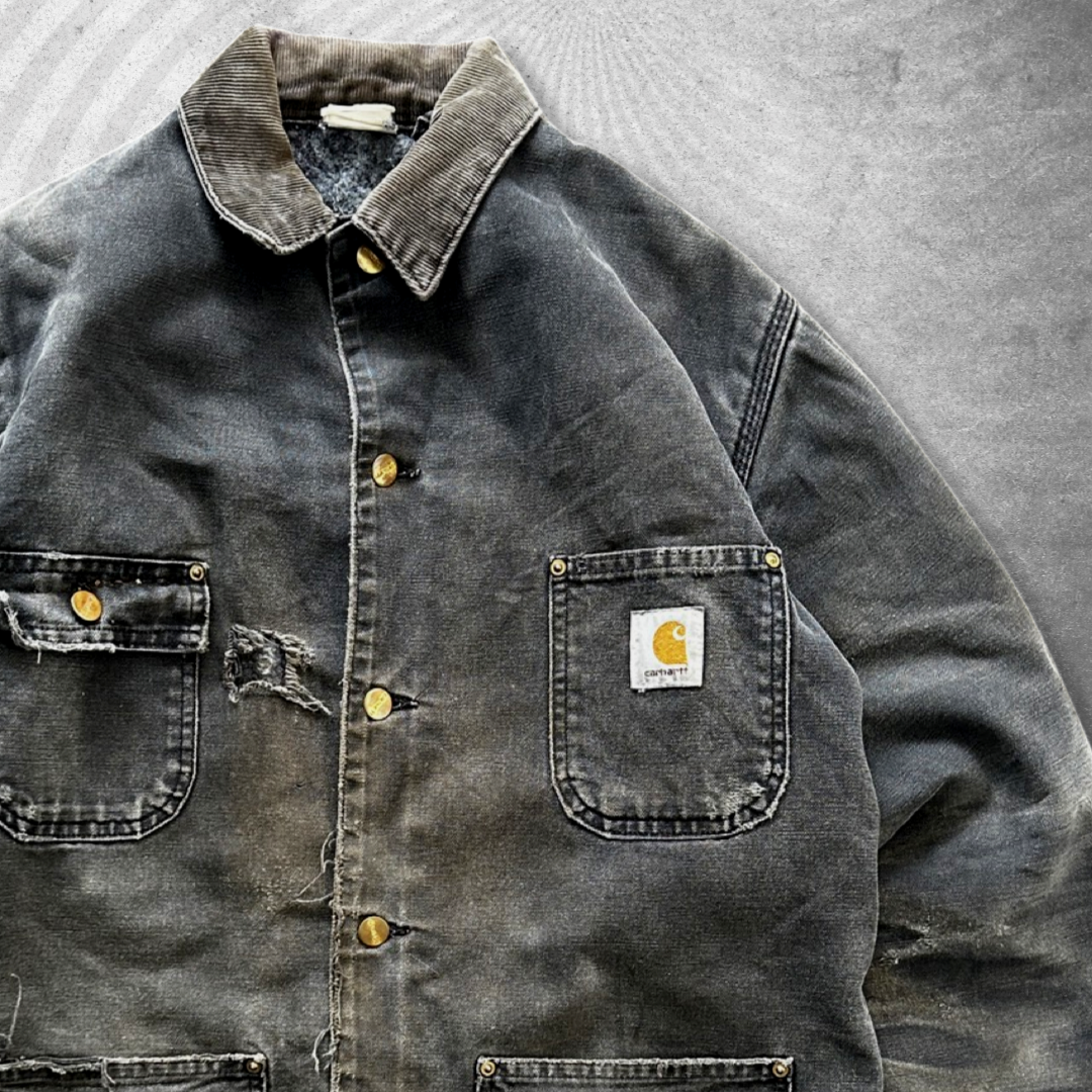 Faded Thrashed Black Carhartt Coat 1990s (M/L)
