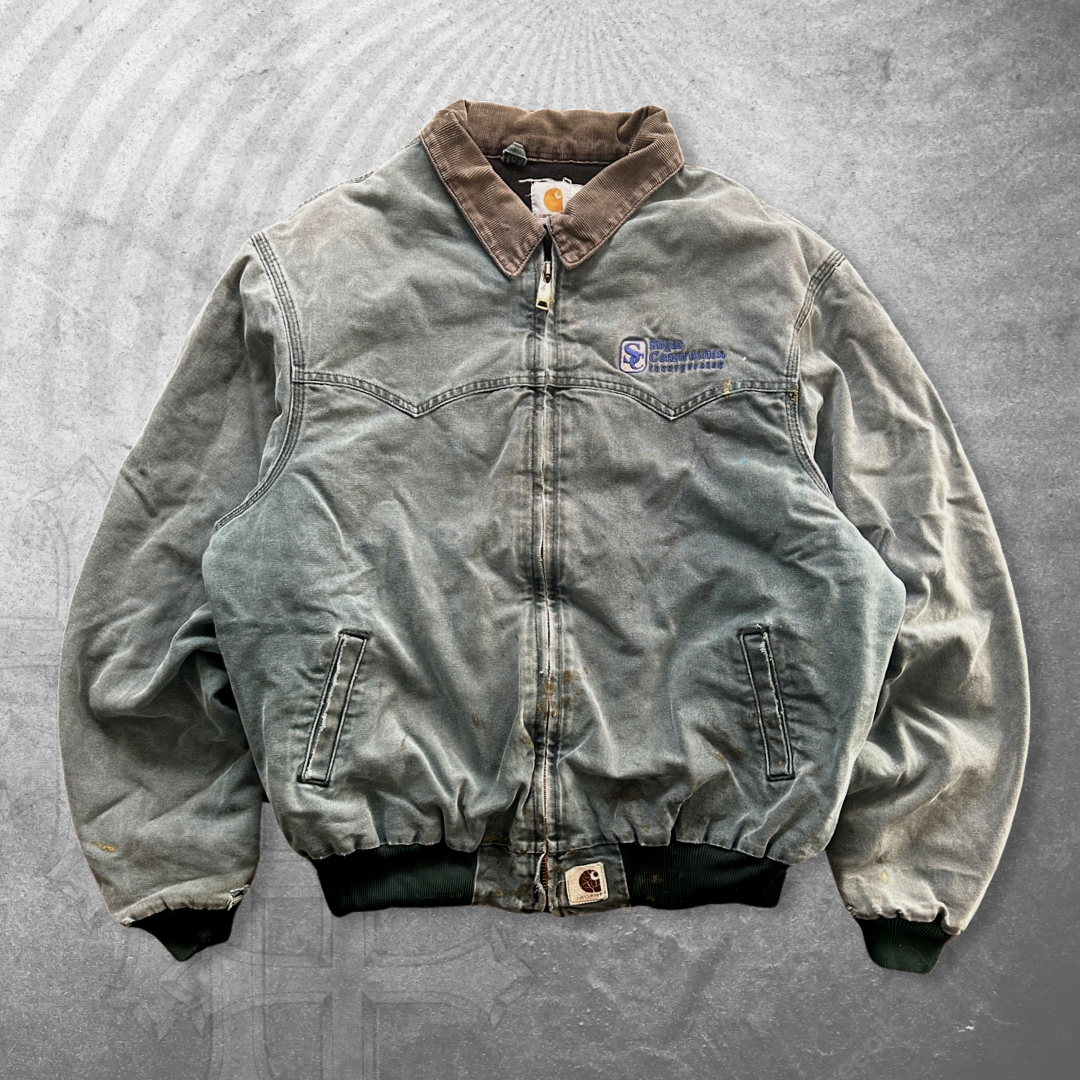 Distressed Faded Mint Green Carhartt Santa Fe Jacket 1990s (XL)