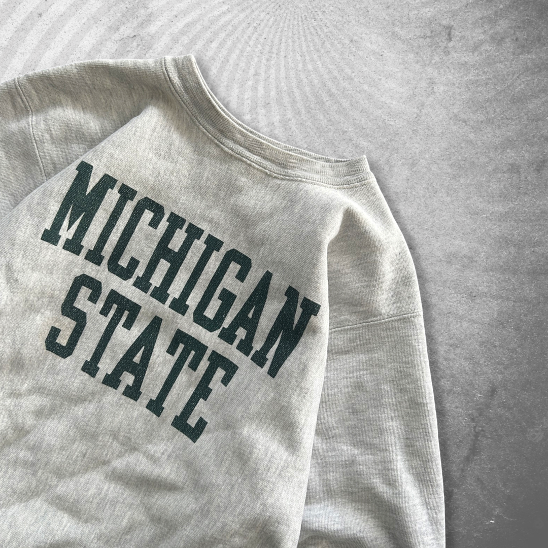 Grey Michigan State Champion Reverse Weave Sweatshirt 1990s (M)