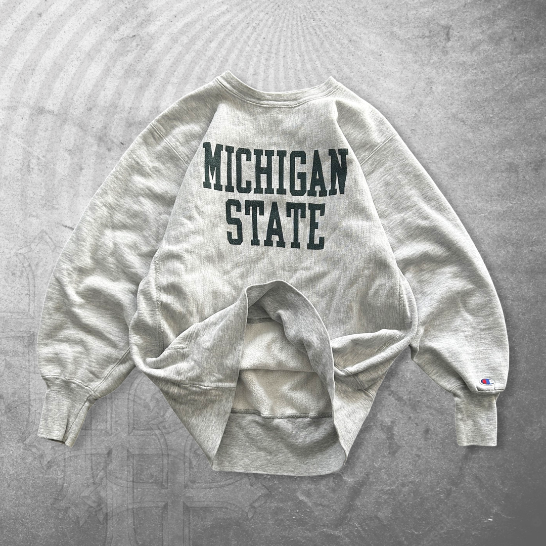 Grey Michigan State Champion Reverse Weave Sweatshirt 1990s (M)
