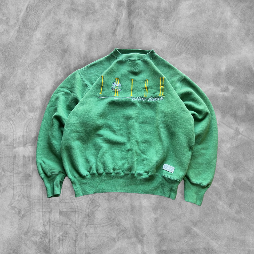 Irish Green Norte Dame Logo 7 Sweatshirt 1990s (L)