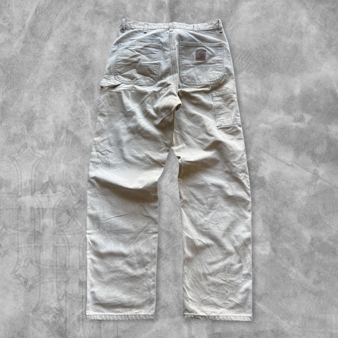 Faded Distressed Tan Carhartt Carpenter Pants 1990s (34x33)