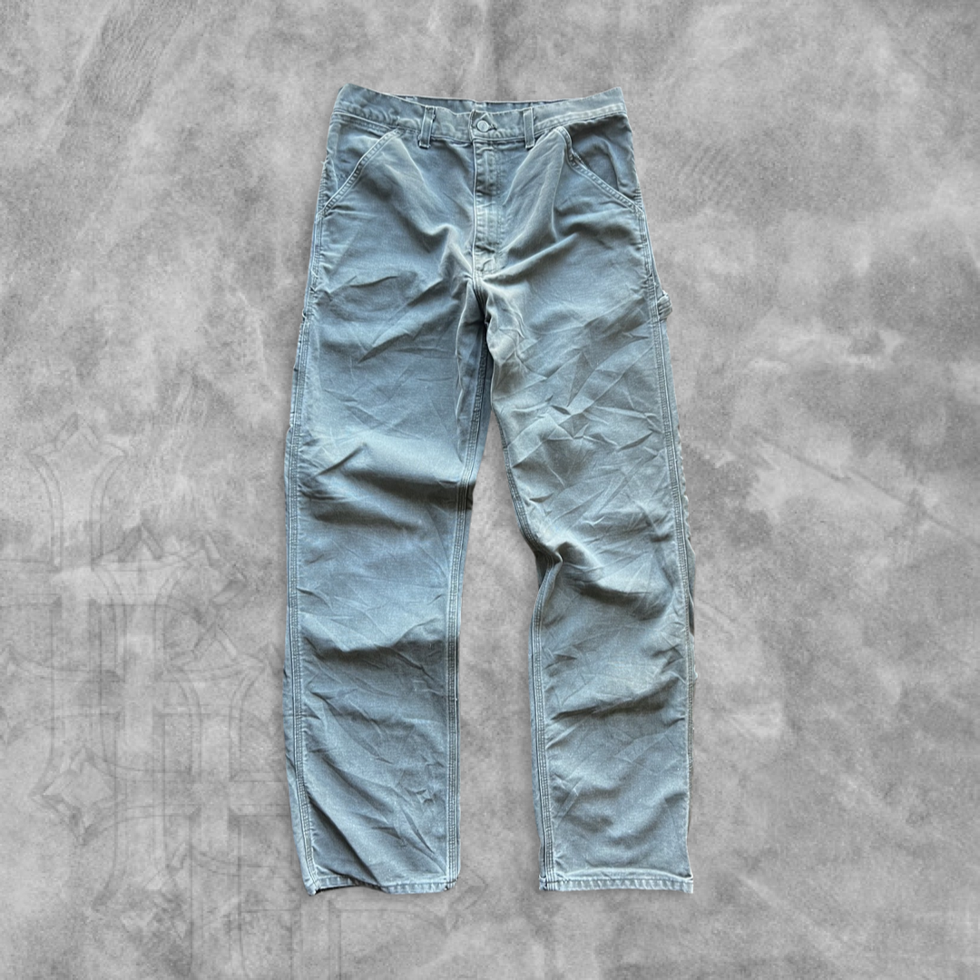 Faded Sage Green Carhartt Carpenter Pants 1990s (32x32)