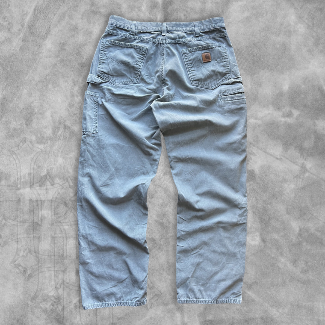 Faded Sage Green Carhartt Carpenter Pants 1990s (34x31)