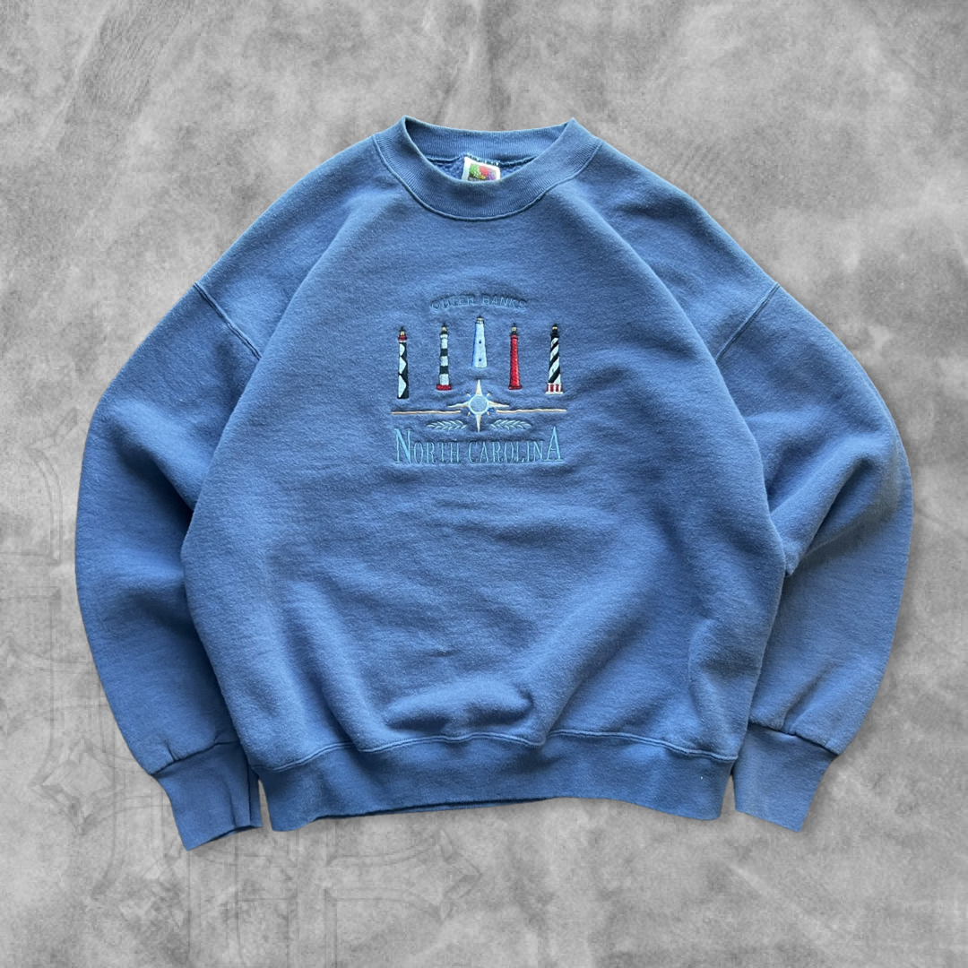 Navy Blue Outer Banks Sweatshirt 1990s (M)