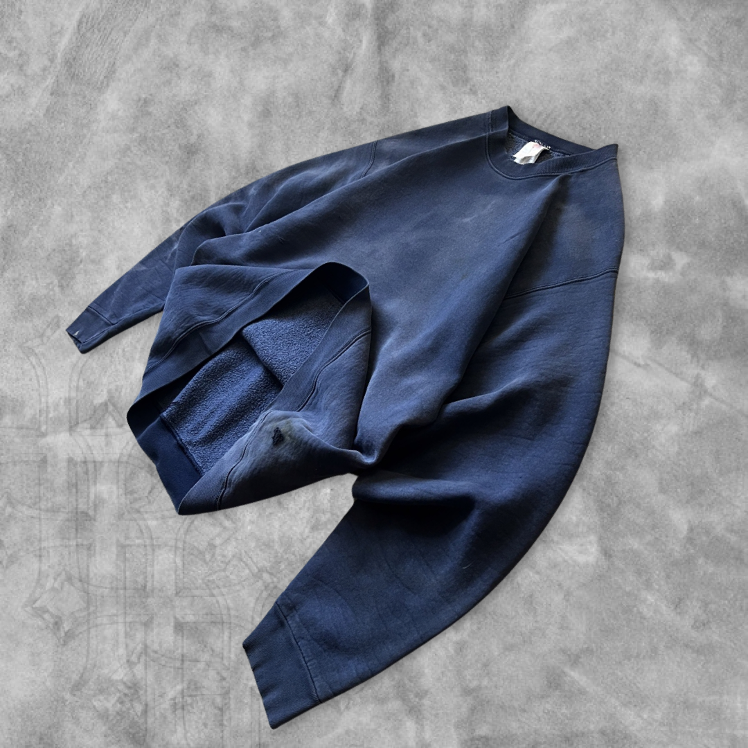 Faded Distressed Navy Blue Sweatshirt 1990s (L)
