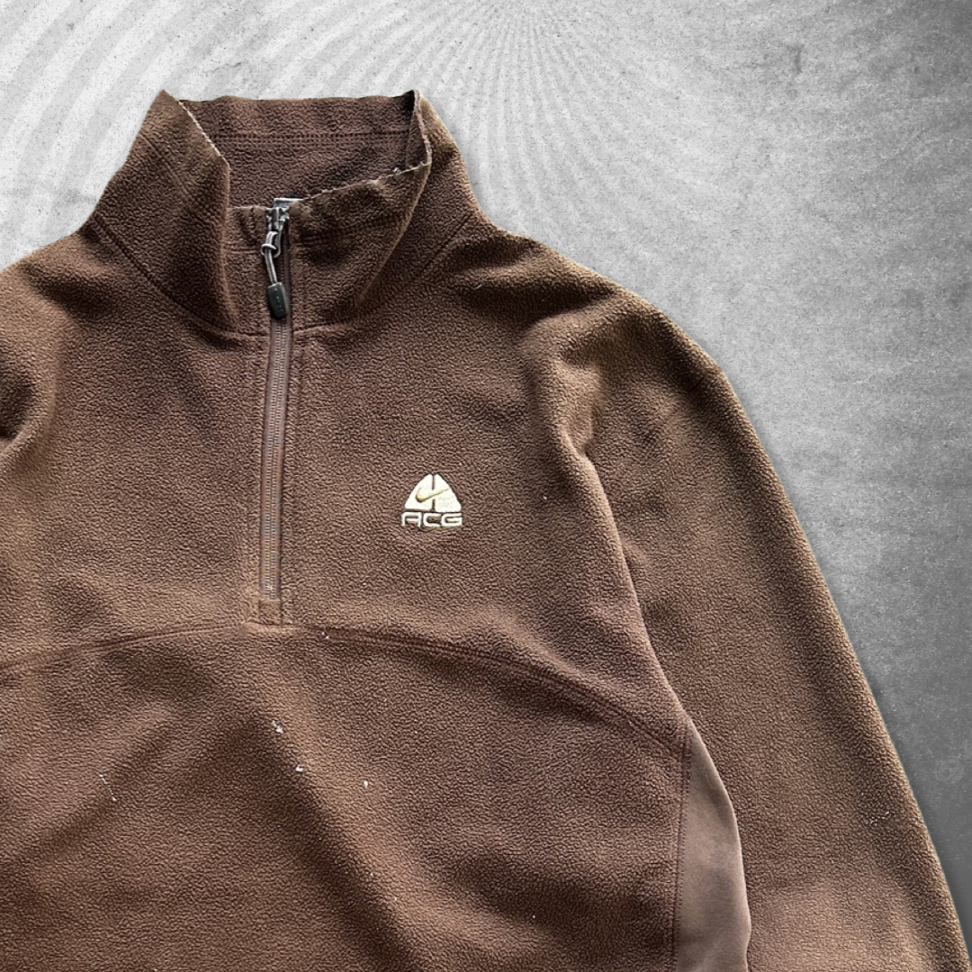 Mocha Brown Nike ACG Fleece Quarter Zip Pullover 1990s (M)