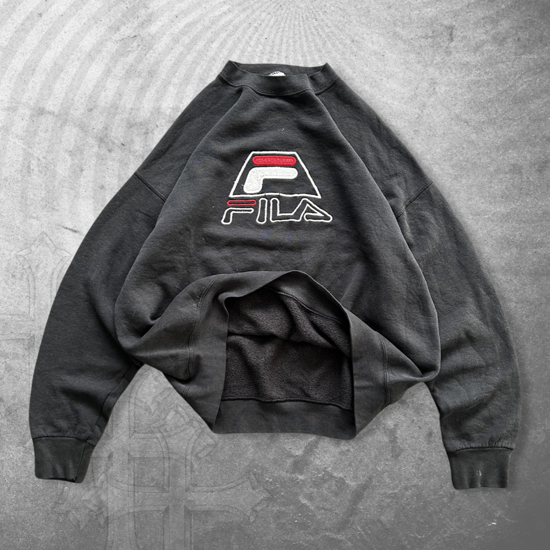 Faded Black Fila Sweatshirt 1990s (M/L)