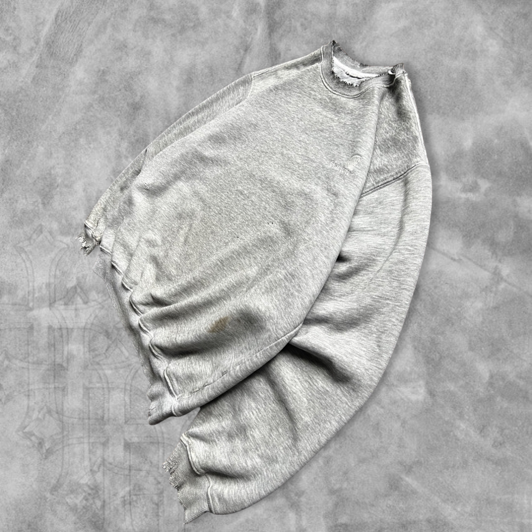 Faded Distressed Grey Tonal Carhartt Sweatshirt 1990s (L)