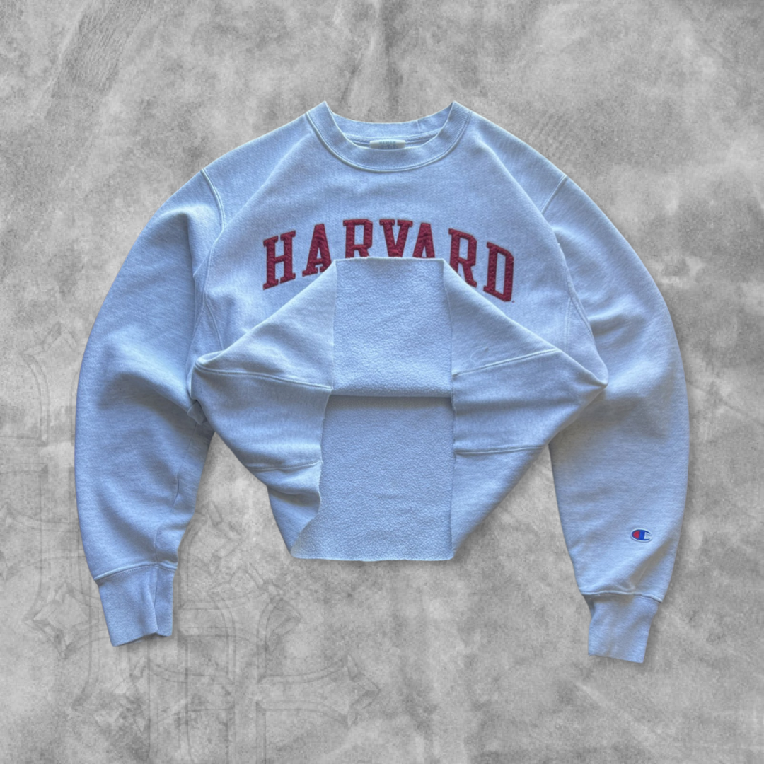 Grey Harvard Champion Reverse Cropped Sweatshirt 2000s (M)