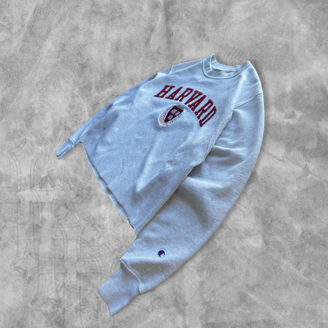 Grey Harvard Champion Reverse Cropped Sweatshirt 2000s (M)