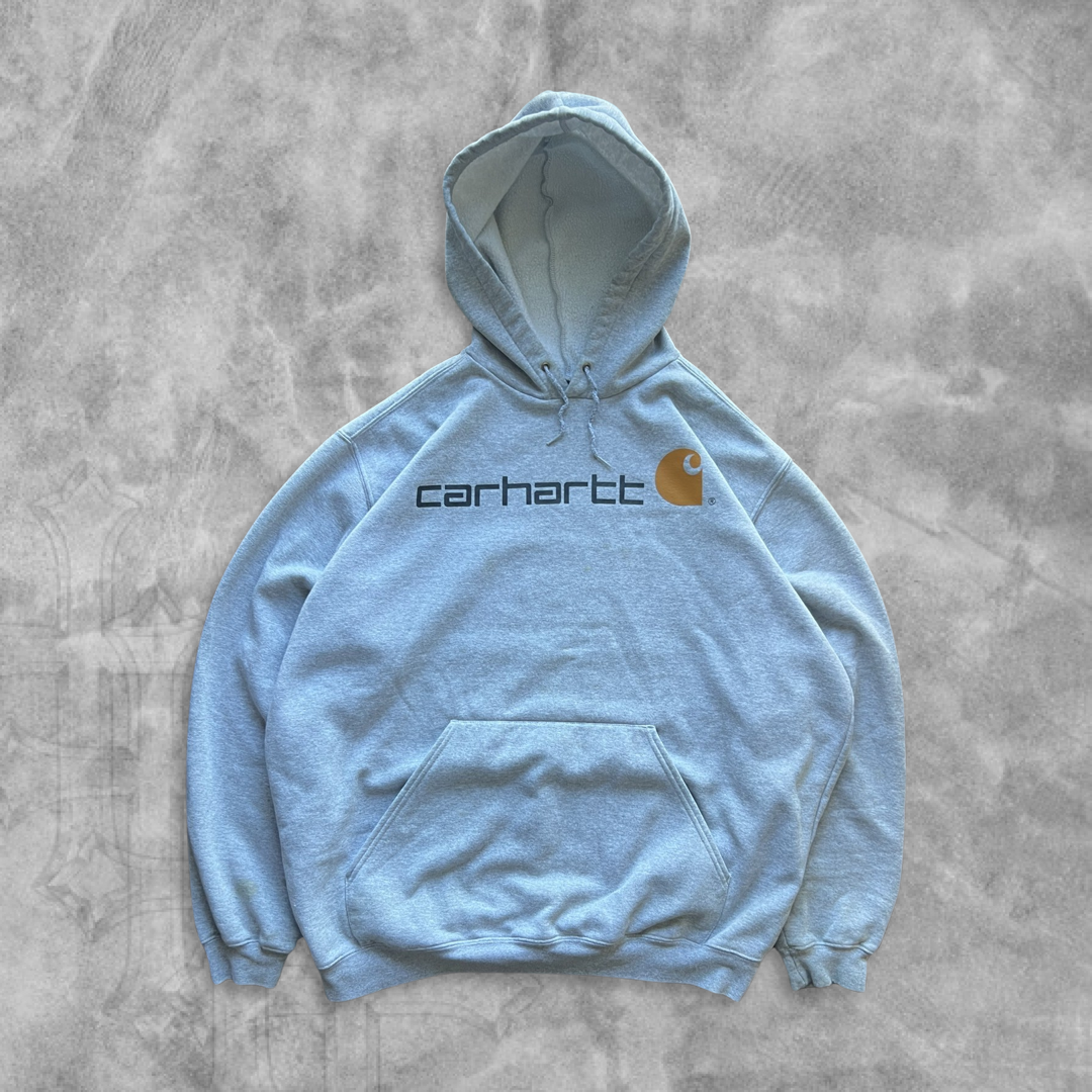 Grey Distressed Carhartt Hoodie 2000s (XL)