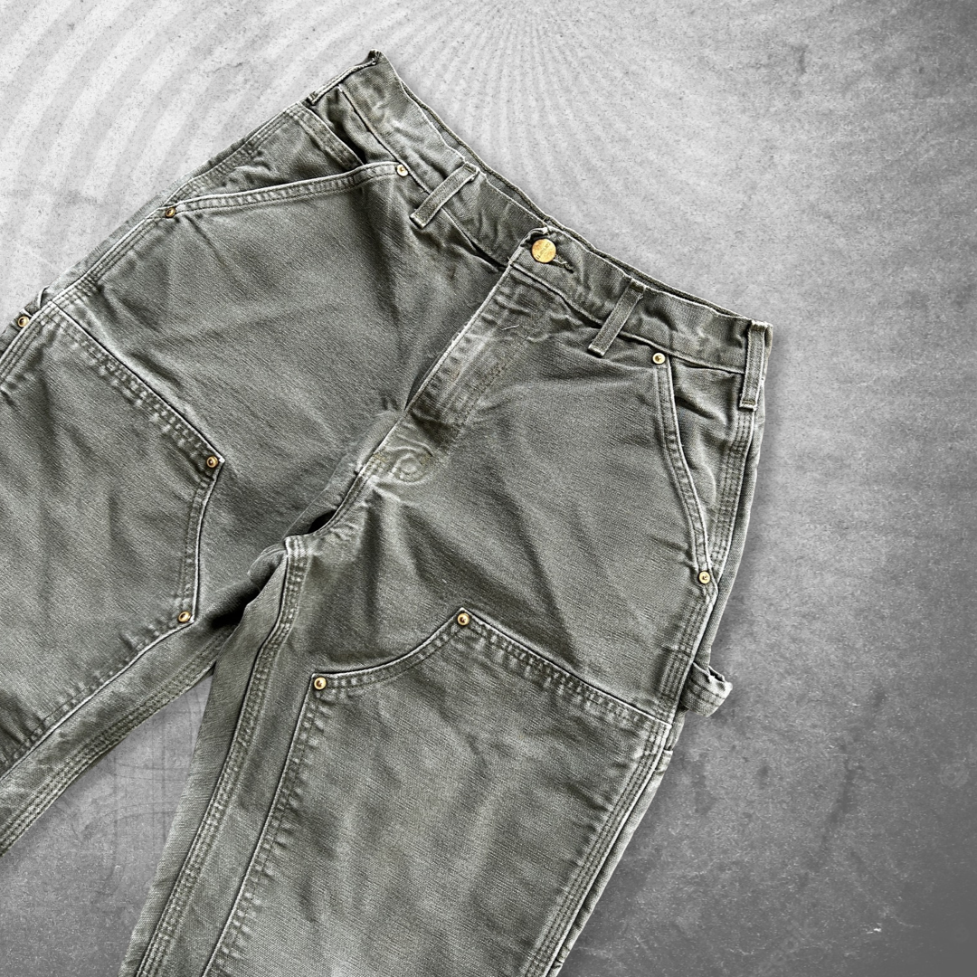 Faded Sage Green Carhartt Double Knee Pants 1990s (31x30)