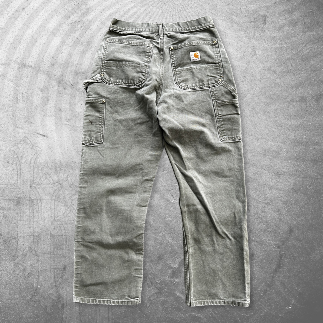 Faded Sage Green Carhartt Double Knee Pants 1990s (31x30)