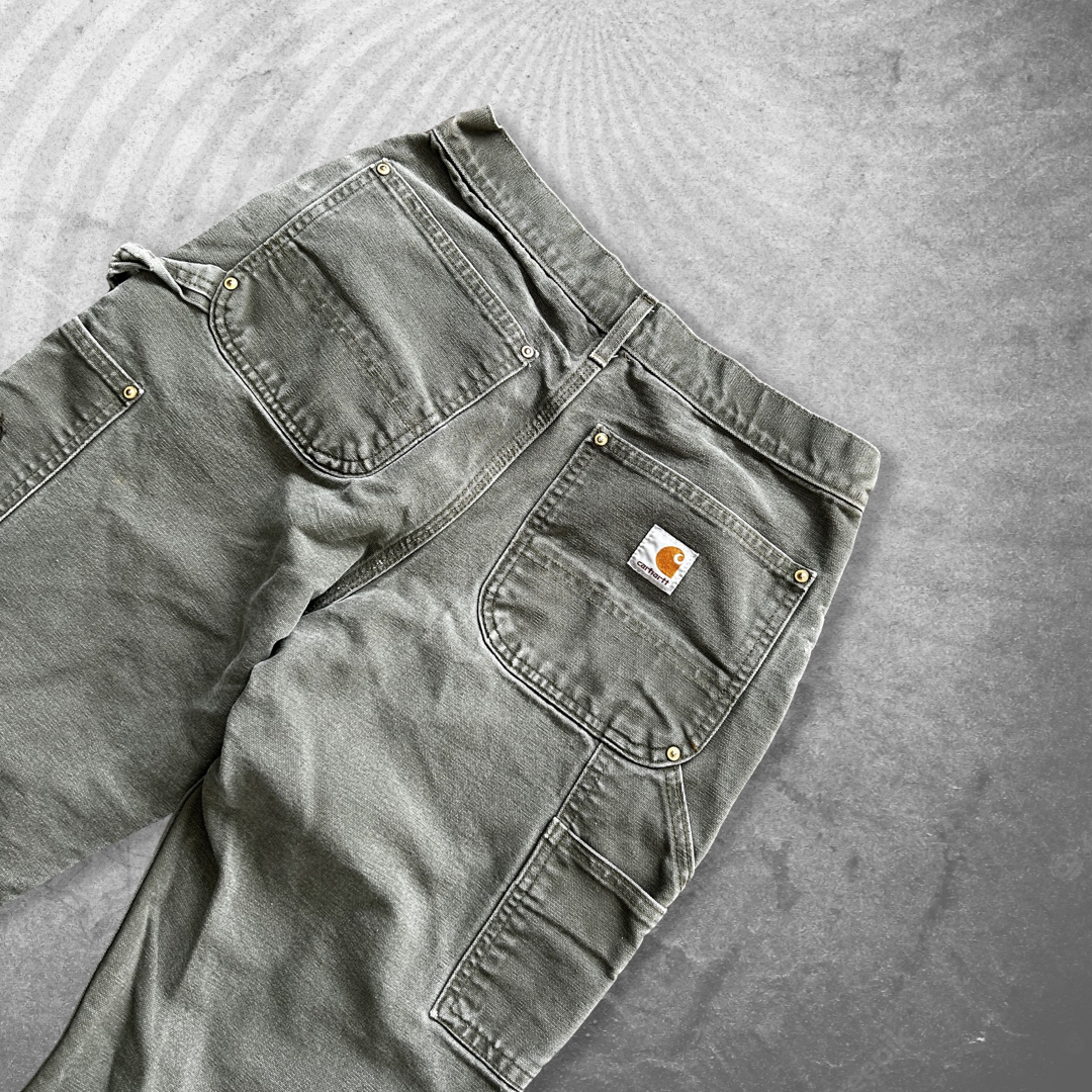 Faded Sage Green Carhartt Double Knee Pants 1990s (31x30)