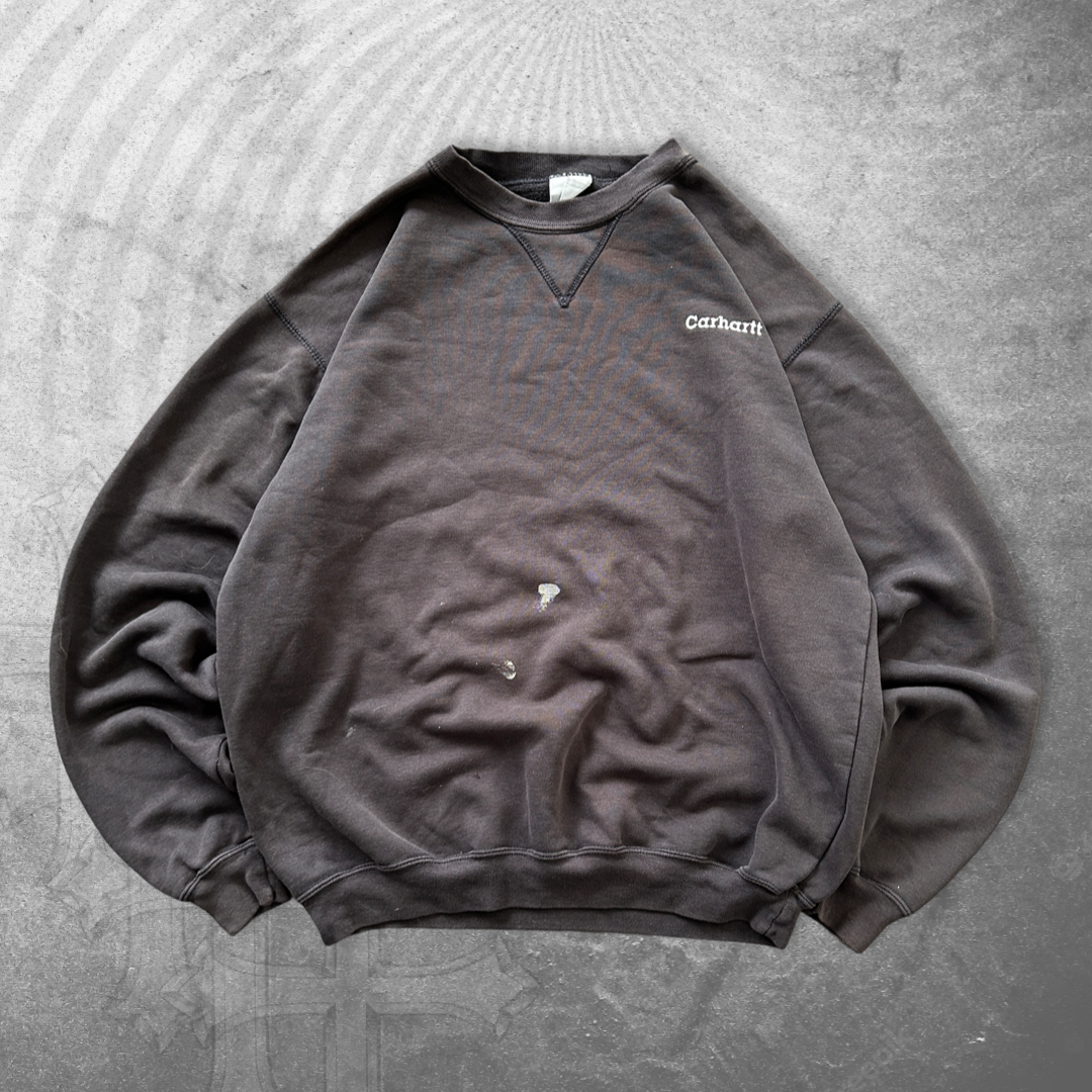 Distressed Black Carhartt Sweatshirt 1990s (L)