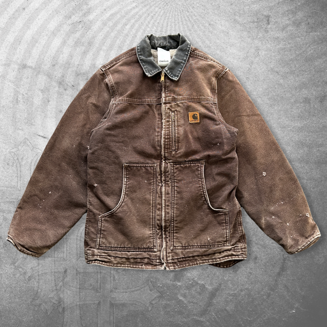 Faded Mocha Brown Carhartt Work Jacket 1990s (S)