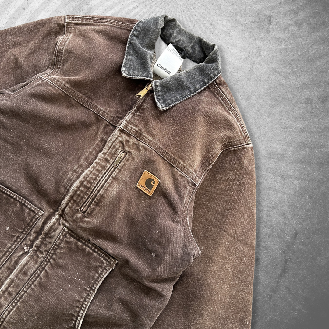 Faded Mocha Brown Carhartt Work Jacket 1990s (S)