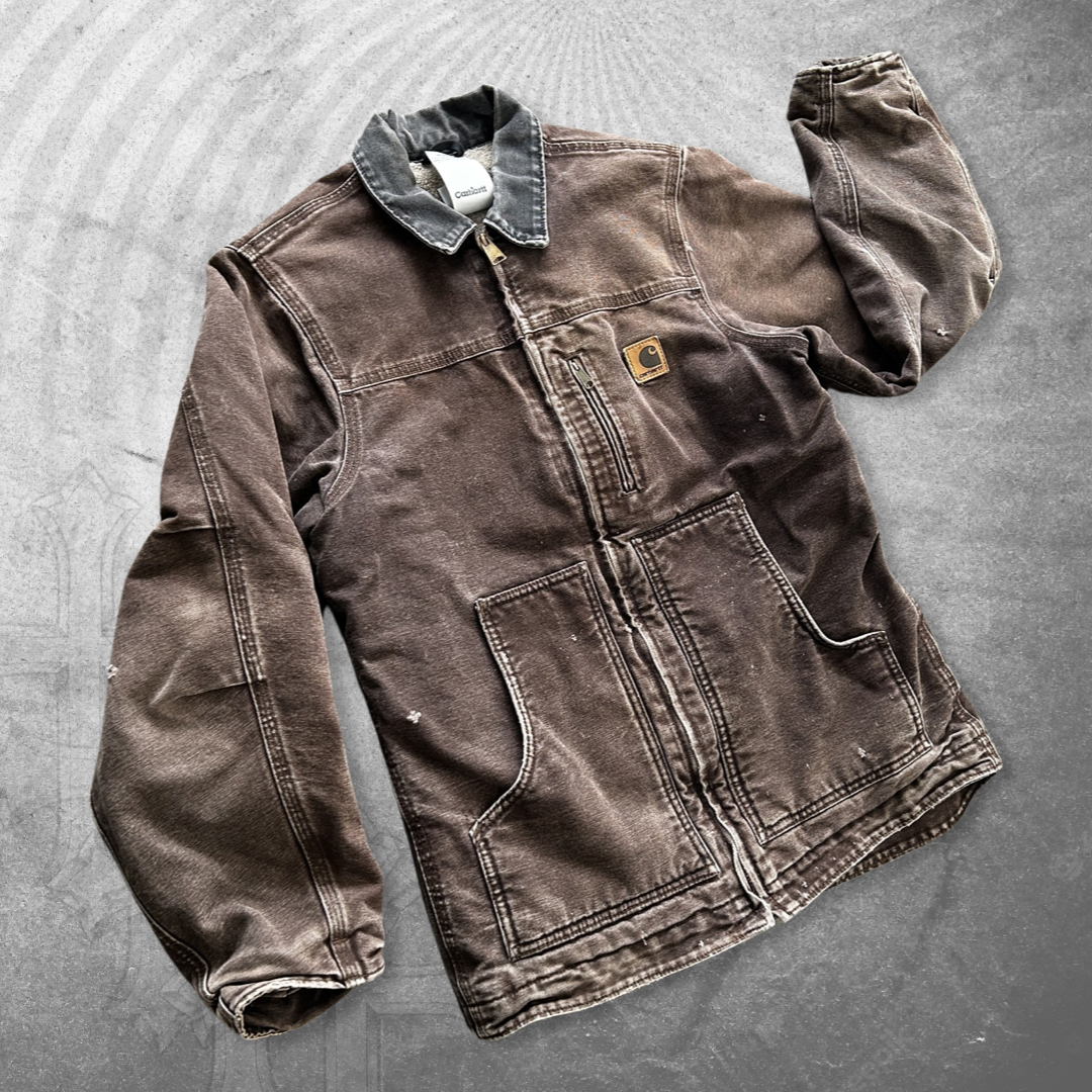 Faded Mocha Brown Carhartt Work Jacket 1990s (S)