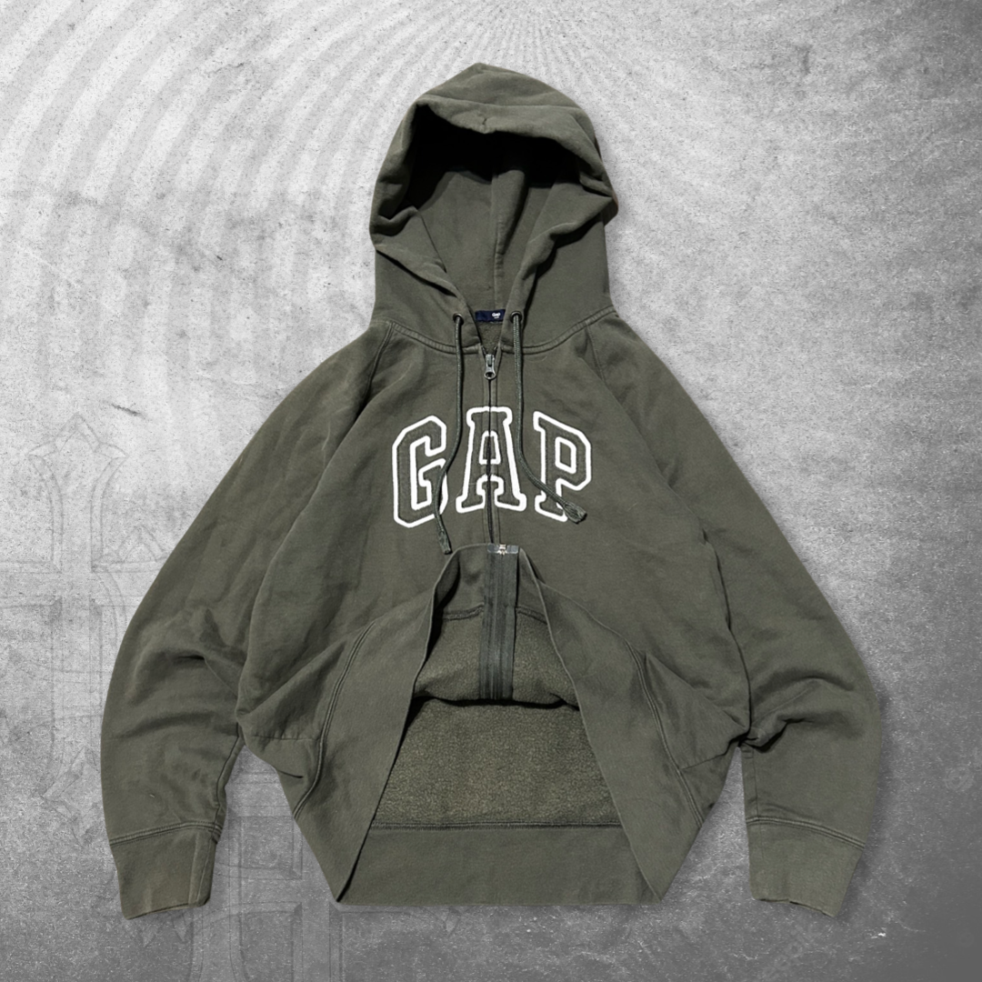 Olive Green Gap Hooded Jacket 1990s (M)