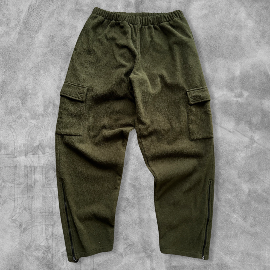 Moss Green Fleece Cargo Sweatpants 1990s (L)