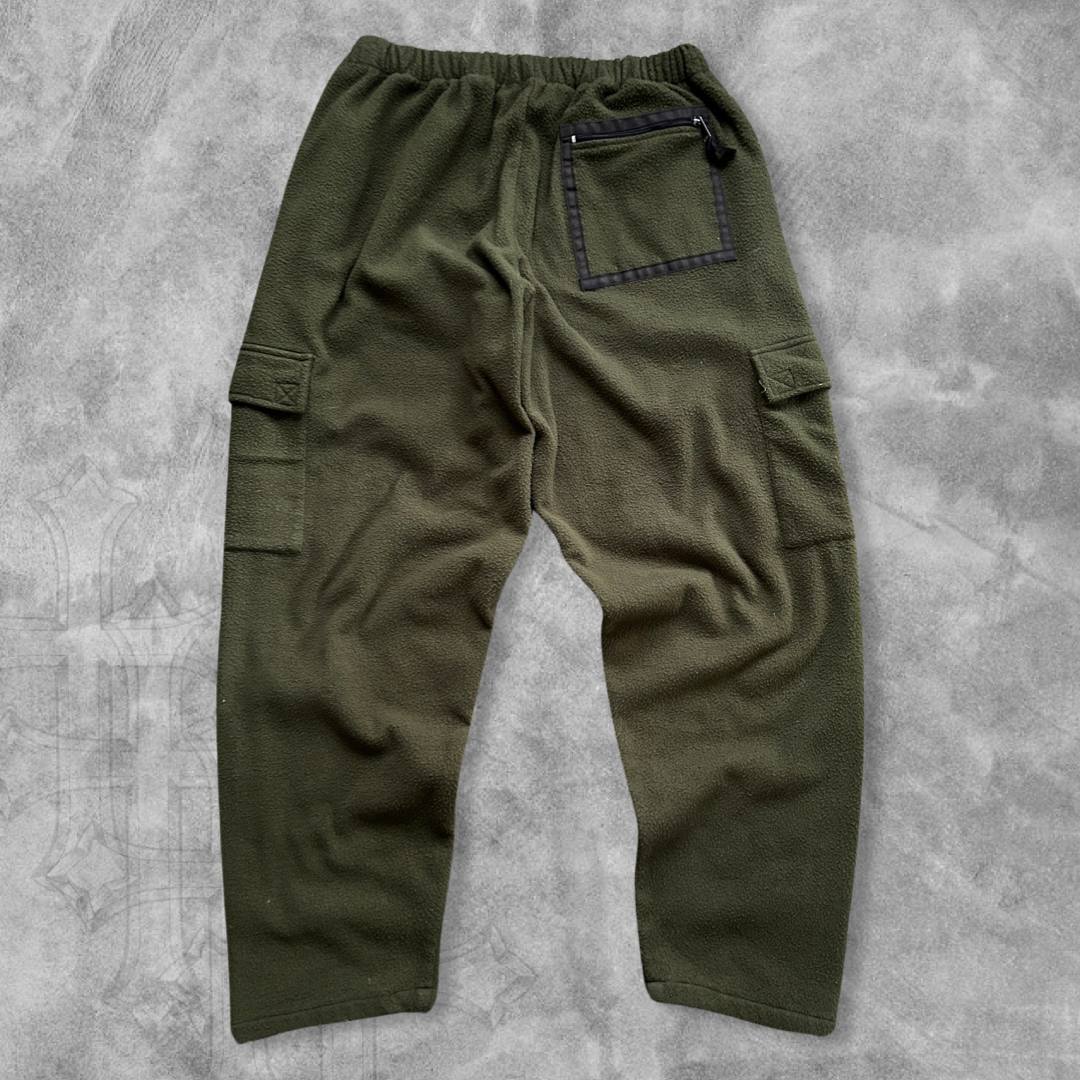 Moss Green Fleece Cargo Sweatpants 1990s (L)