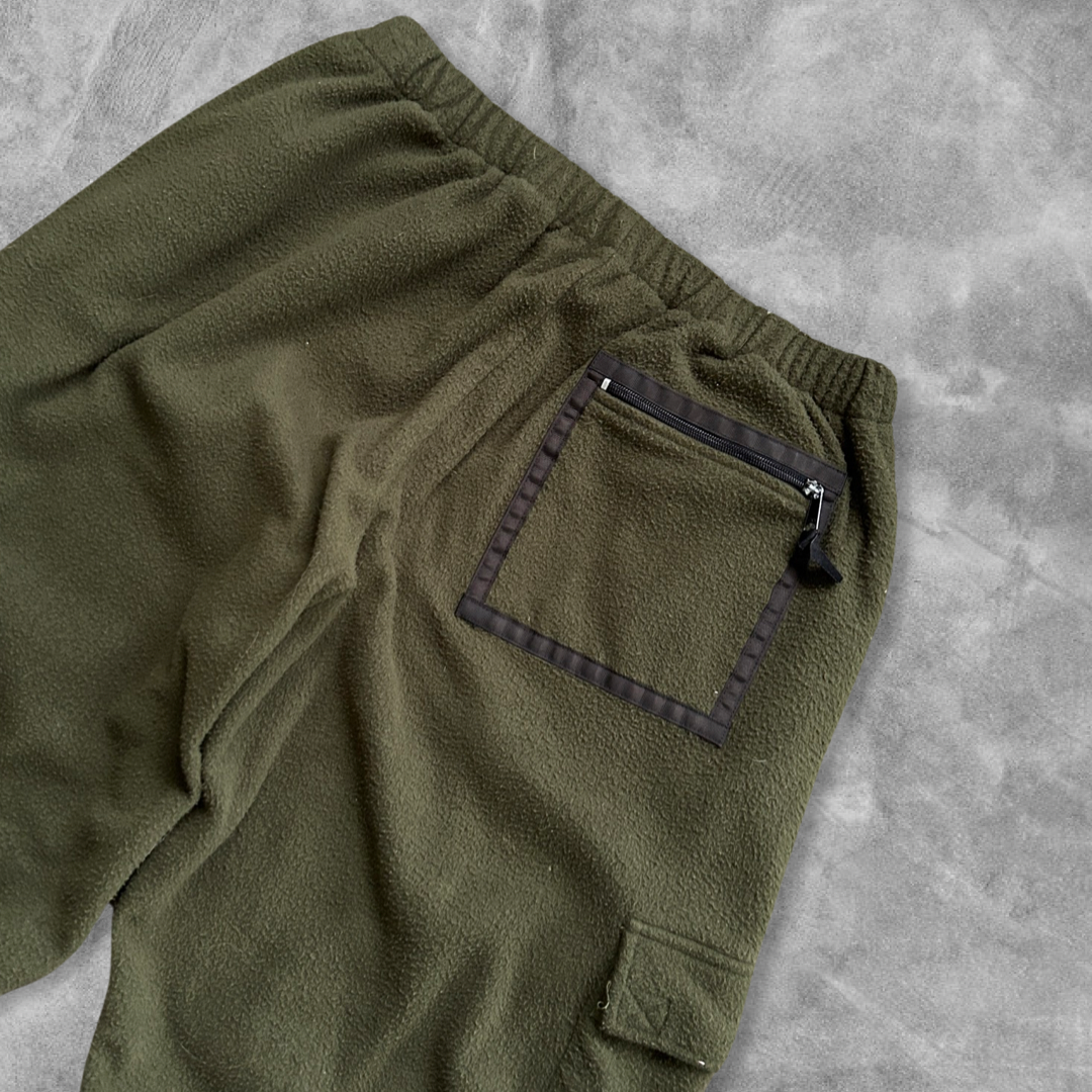 Moss Green Fleece Cargo Sweatpants 1990s (L)