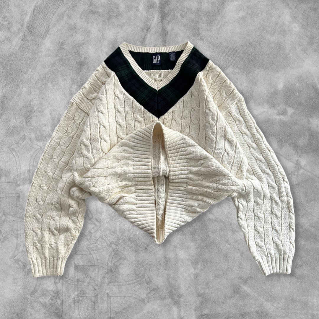 White Gap Cable Knit Sweater 1990s (XL)