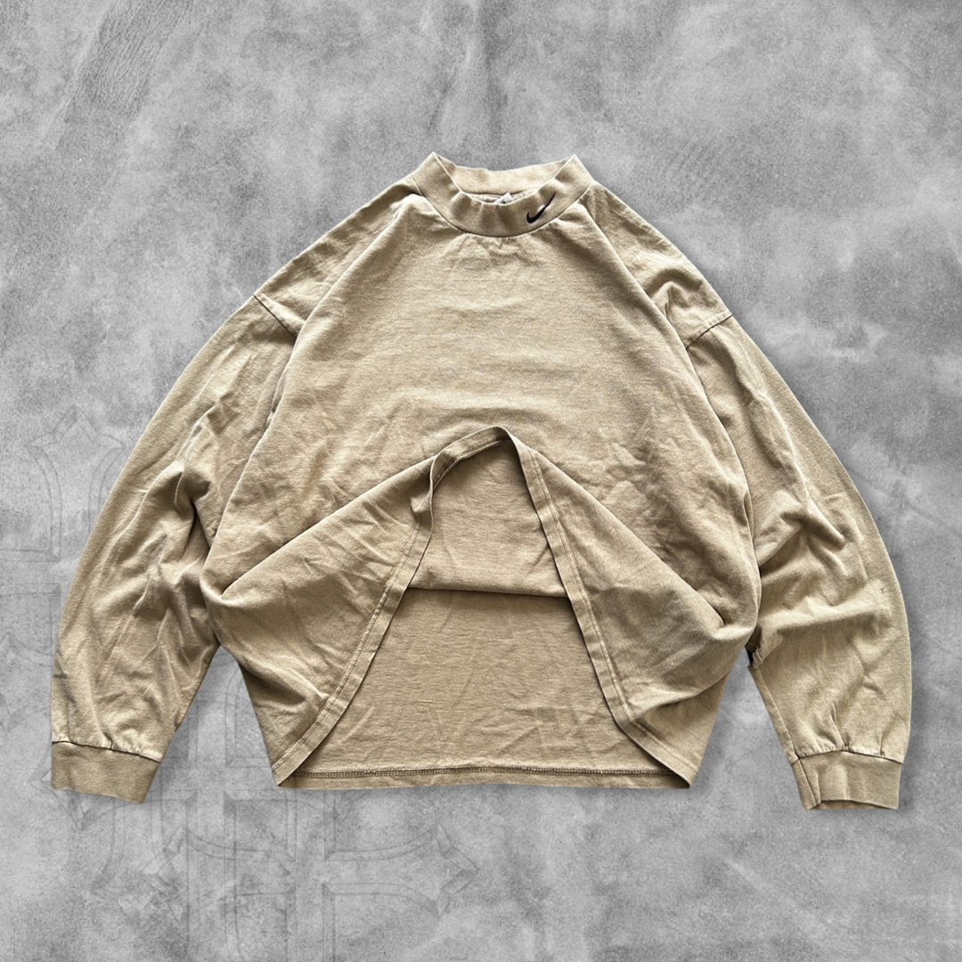 Tan Nike Mock Neck Long Sleeve Shirt 1990s (XL)