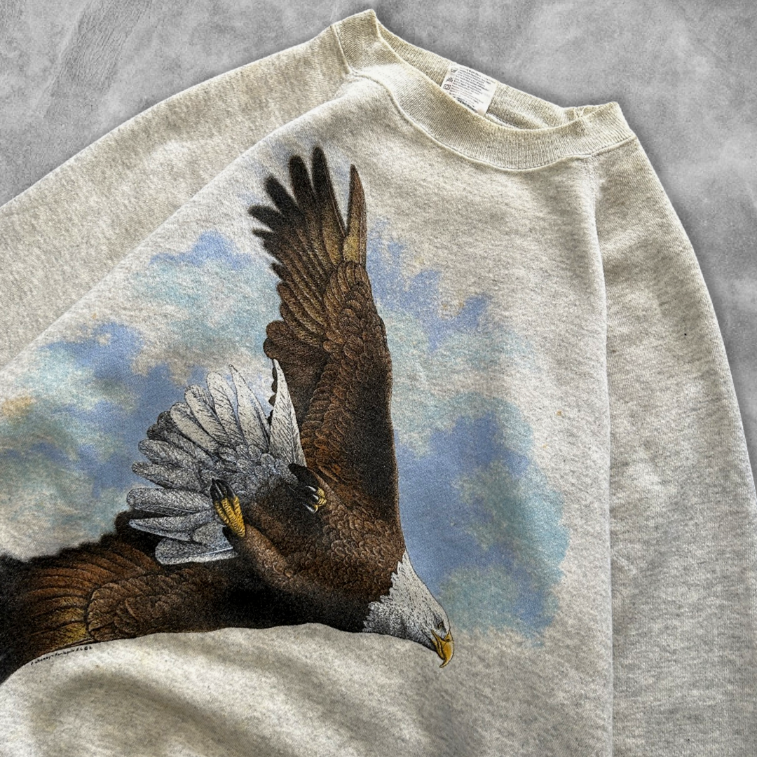 Distressed Grey Eagle Sweatshirt 1990s (XL)