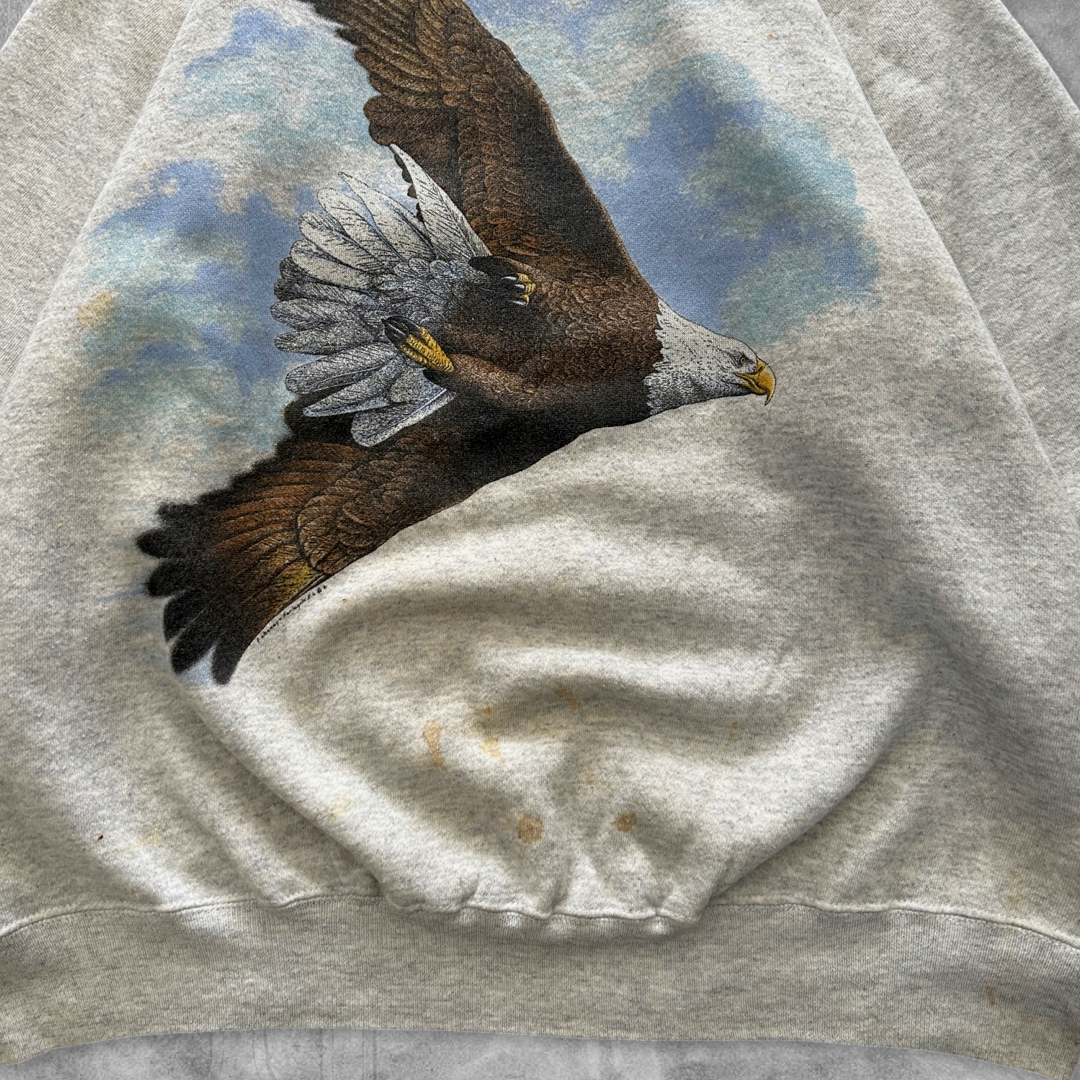 Distressed Grey Eagle Sweatshirt 1990s (XL)