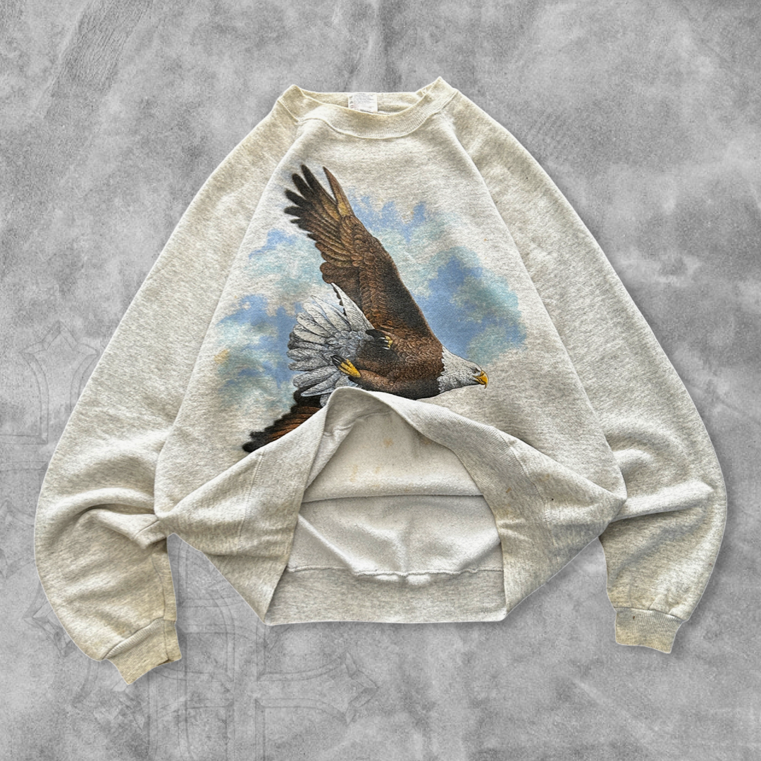 Distressed Grey Eagle Sweatshirt 1990s (XL)